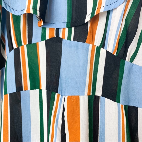 Multicolored blue striped women’s summer jumpsuit - Picture 4 of 7